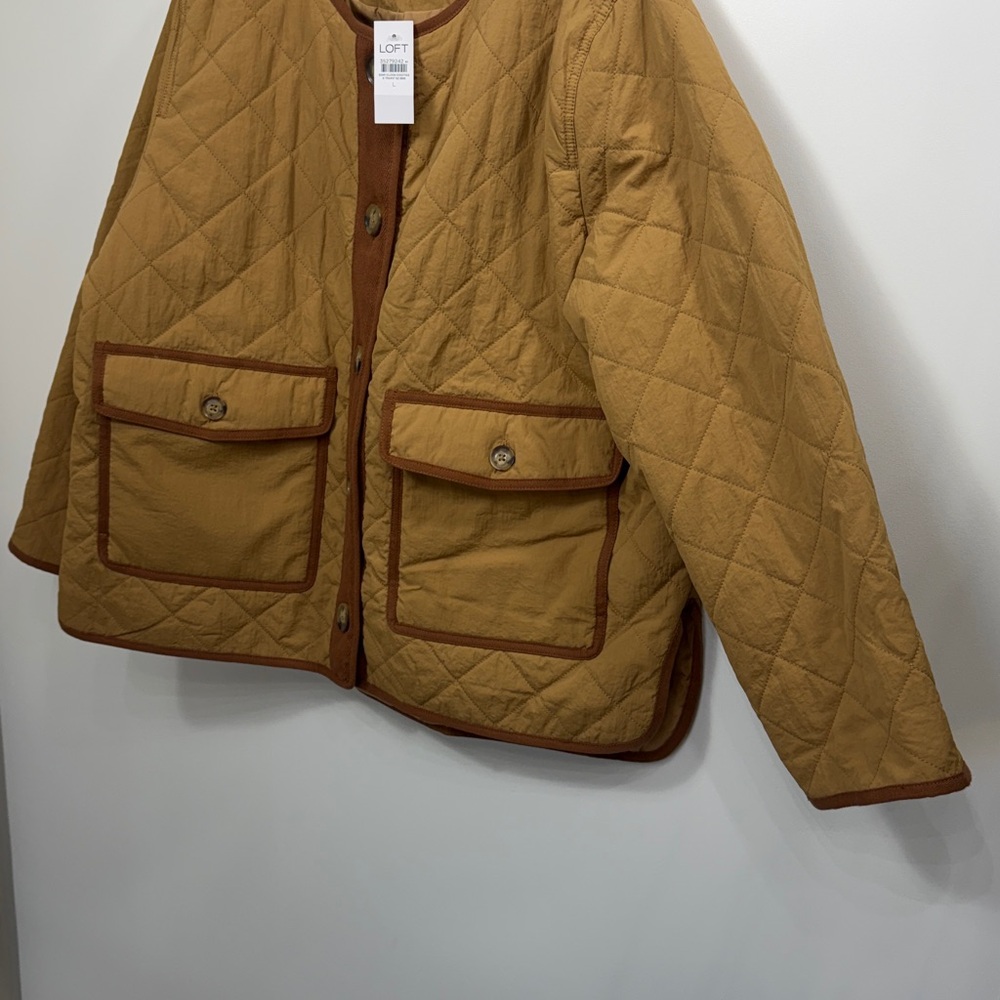 Loft Quilted Brown Field button down Jacket size … - image 3
